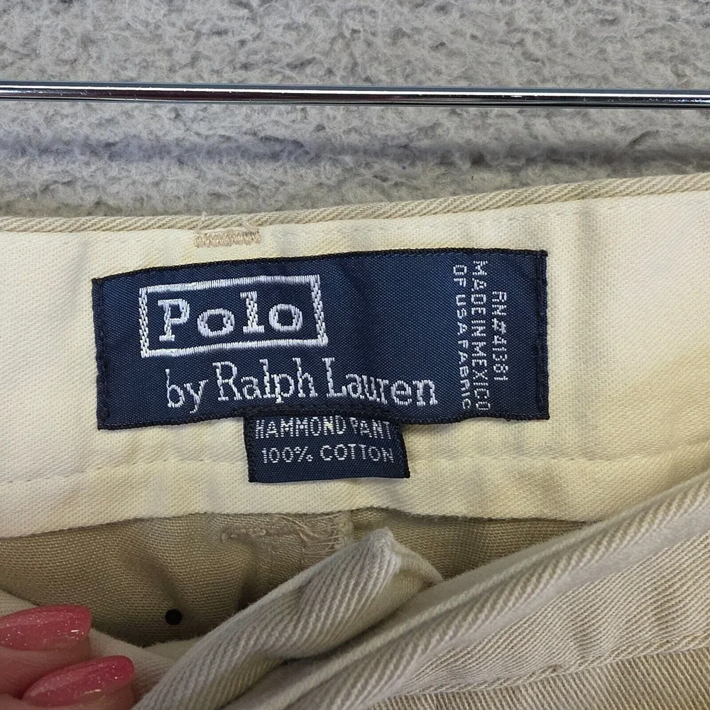 Polo Ralph Lauren‎ Hammond Pants Mens 38x32 Khaki Straight Pleated Preppy 35x30